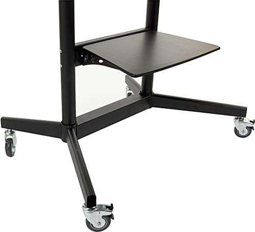 TV Stand for Floor with Wheels, Fits Monitors 40-80", Includes Camera Shelf - Black - Image 2