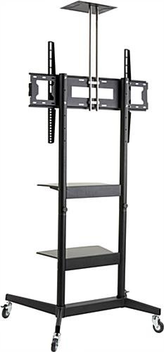 TV Stand for Floor with Wheels, Fits Monitors 40-80", Includes Camera Shelf - Black - Image 4