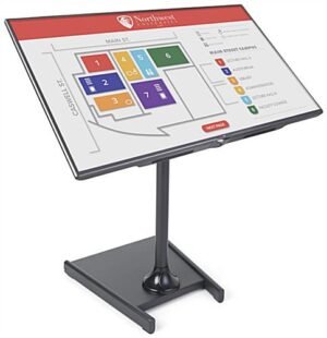 TV Stand for Lobbies, Fits Monitors 27 to 60", Height-Adjustable, Tilting - Black