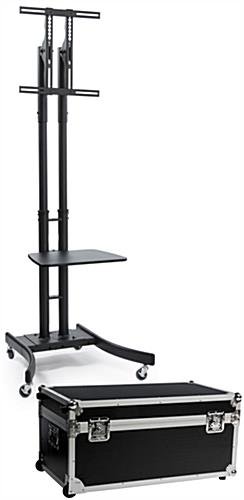 TV Stand w/ 19” Shelf Fits Monitors 32”-65”, Collapsible w/ Travel Case – Black