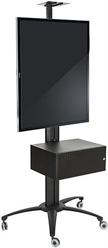 TV Stand w/ Locking Storage, Monitors 30 - 84", Power Outlets, Camera Mount – Black - Image 3