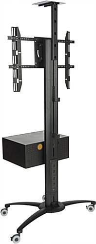 TV Stand w/ Locking Storage, Monitors 30 - 84", Power Outlets, Camera Mount – Black - Image 4