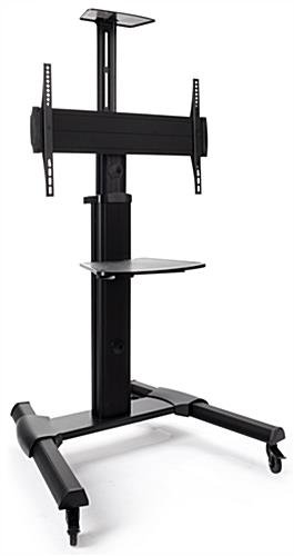 TV Stand w/ Shelf, Fits Monitors 37 - 70-In, Camera Tray & AV Shelf, Wheels – Black - Image 2