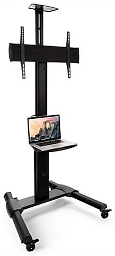 TV Stand w/ Shelf, Fits Monitors 37 - 70-In, Camera Tray & AV Shelf, Wheels – Black - Image 4