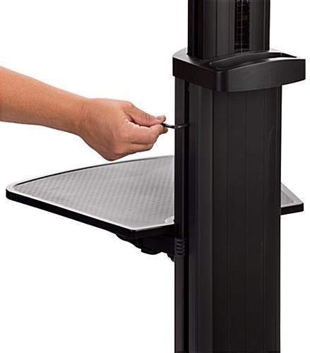 TV Stand w/ Shelf, Fits Monitors 37 - 70-In, Camera Tray & AV Shelf, Wheels – Black - Image 5