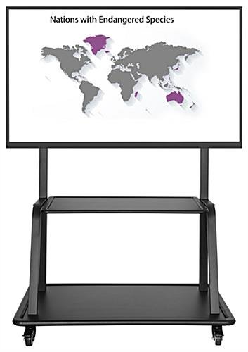TV Stand w/ Wheels, 60 - 105" Screens, Height Adjustable, 2 AV Shelves - Black - Image 3