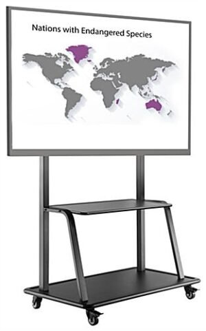 TV Stand w/ Wheels, 60 - 105" Screens, Height Adjustable, 2 AV Shelves - Black
