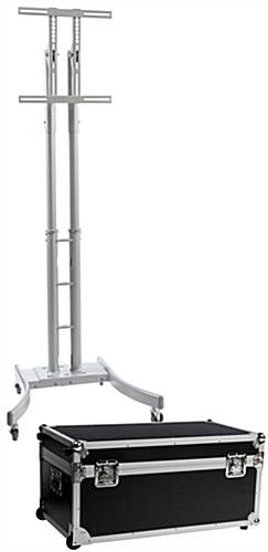 TV Stand w/ Wheels, Fits Monitors 32”-65”, Collapsible w/ Travel Case – Silver