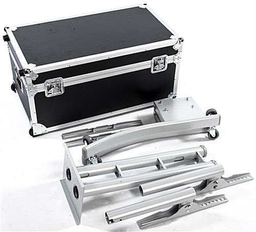 TV Stand w/ Wheels, Fits Monitors 32”-65”, Collapsible w/ Travel Case – Silver - Image 6