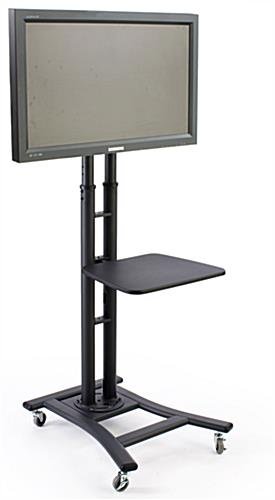 TV Stand with 19” Shelf, Fits Monitors 37” to 65”, Wheels – Black - Image 2