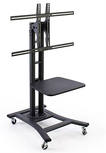 TV Stand with 19” Shelf, Fits Monitors 37” to 65”, Wheels – Black