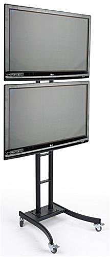 TV Stand with 2 Mounts for Monitors 32 to 65", Shelf, Wheels, Adjustable - Black - Image 2