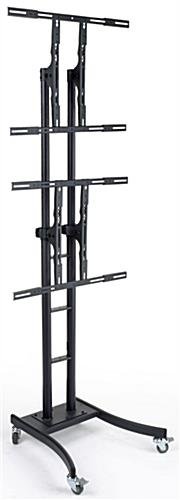TV Stand with 2 Mounts for Monitors 32 to 65", Shelf, Wheels, Adjustable - Black