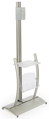 TV Stand with Acrylic Shelf & Literature Pocket, Fits Monitors 42 to 60" - Silver