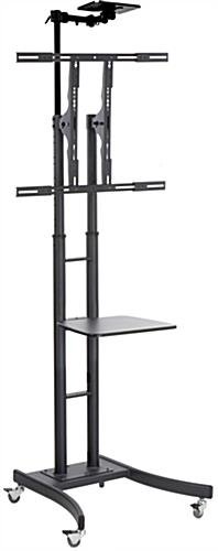 TV Stand with AV Shelf, Fits Monitors 32 to 65", w/ Camera Shelf – Black