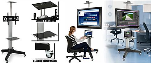 TV Stand with Camera & AV Shelf, Fits Monitors 32”-65”, Height Adjustable - Image 7