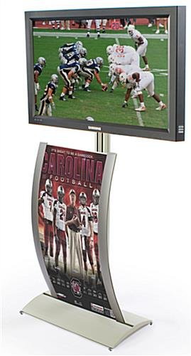TV Stand with Curved Poster Holder, Fits 42 to 60" Monitors - Silver - Image 2