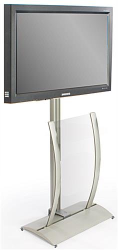 TV Stand with Curved Poster Holder, Fits 42 to 60" Monitors - Silver
