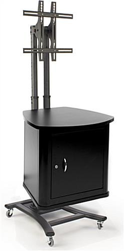 TV Stand with Locking Cabinet, Fits Monitors 32”-70”, Landscape - Black
