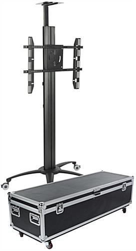 TV Stand with Portable Case, Fits Monitors 30 - 84-In, Wheels & Camera Mount – Black