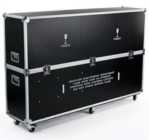 TV Storage Case with Foam Interior for Monitors 46 to 73", Locking Wheels - Black