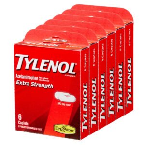 Tylenol Extra Strength Acetaminophen, 500mg, 6 Caplets per Pack, 6 Trial Packs