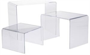 U-Shaped Acrylic Risers, Set of 3 - 6, 8 and 10" Wide - Clear