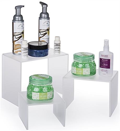 U-Shaped Acrylic Risers, Set of 3 Different Sizes - Frosted - Image 2