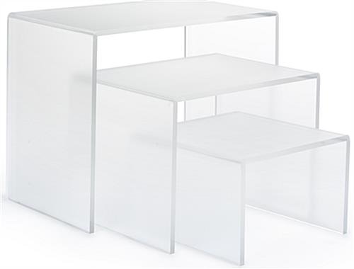 U-Shaped Acrylic Risers, Set of 3 Different Sizes - Frosted