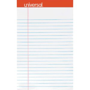 Universal Junior Legal Notepad, Narrow Ruled, White, 5” x 8”, 50 Sheets, 12 Pads