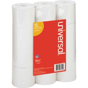 Universal POS/Cash Register Paper Rolls, White, 2-1/4" x 150', 12 Rolls