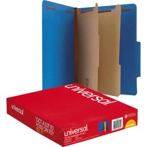 Universal Pressboard Classification Folder, 2 Divider, 2" Expansion, Blue, 10 ct