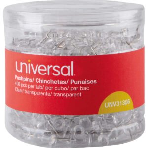 Universal Push Pins, Clear, 3/8", 400 ct
