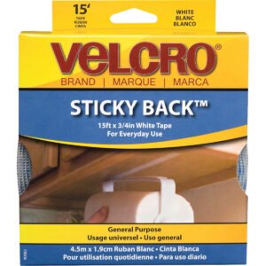 VELCRO Brand Sticky-Back Hook & Loop Fasteners with Dispenser, 5 lb Capacity, 3/4" x 15', White