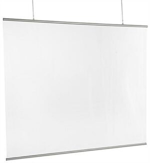 Vinyl Sneeze Shield with Aluminum Snap Rails, Ceiling Hanging - Clear