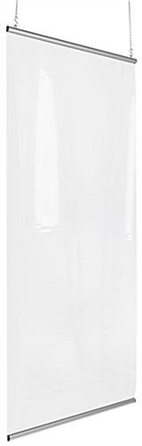 Vinyl Sneeze Shield with Aluminum Snap Rails, Ceiling Hanging - Clear