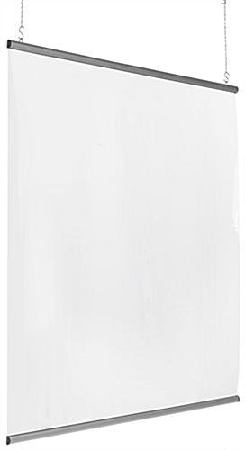 Vinyl Sneeze Shield with Aluminum Snap Rails, Ceiling Hanging - Clear