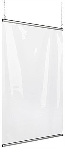 Vinyl Sneeze Shield with Aluminum Snap Rails, Ceiling Hanging - Clear