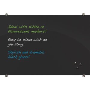 Visionary Black Magnetic Glass Dry Erase Board
