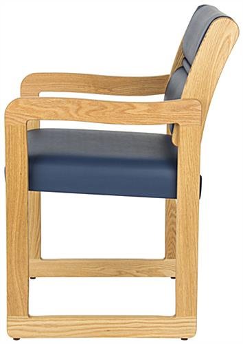 Waiting Room Chair with Light Oak Finish & Smooth Upholstery - Blue - Image 2