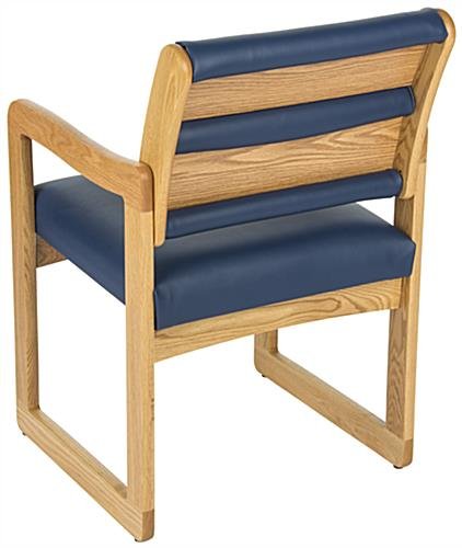 Waiting Room Chair with Light Oak Finish & Smooth Upholstery - Blue - Image 3