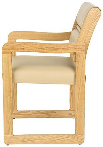 Waiting Room Chair with Light Oak Finish & Smooth Upholstery – Cream - Image 2