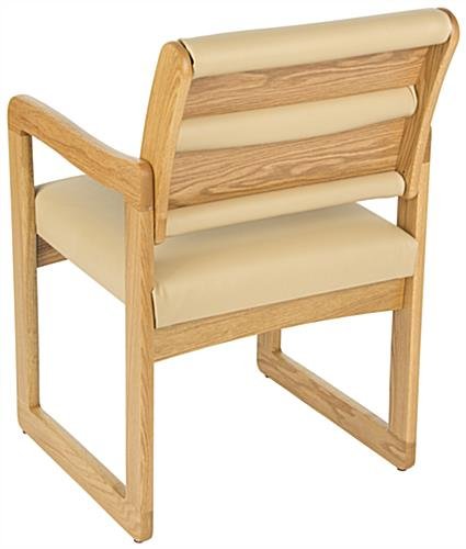 Waiting Room Chair with Light Oak Finish & Smooth Upholstery – Cream - Image 3