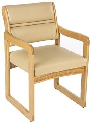 Waiting Room Chair with Light Oak Finish & Smooth Upholstery – Cream