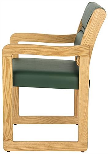 Waiting Room Chair with Light Oak Finish & Smooth Upholstery - Green - Image 2