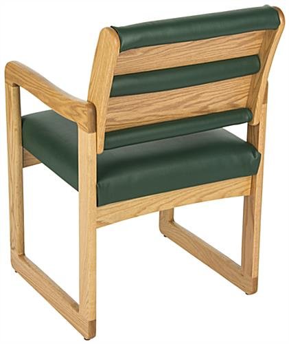 Waiting Room Chair with Light Oak Finish & Smooth Upholstery - Green - Image 3
