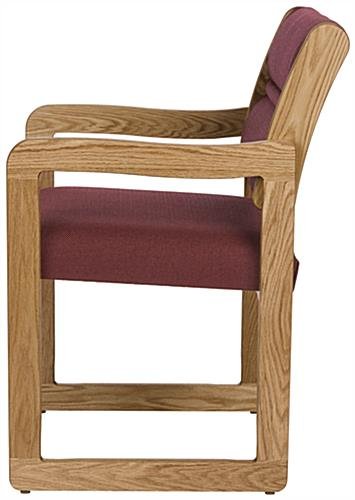 Waiting Room Chair with Medium Oak Finish & Textured Upholstery – Burgundy - Image 2
