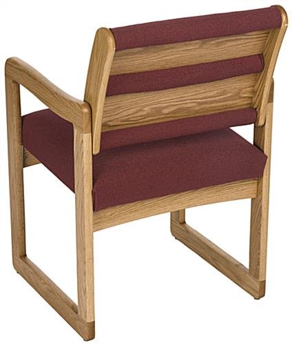 Waiting Room Chair with Medium Oak Finish & Textured Upholstery – Burgundy - Image 3