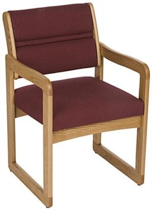 Waiting Room Chair with Medium Oak Finish & Textured Upholstery – Burgundy