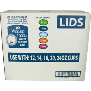 Wincup Cold and Hot Foam Cup Lid, 12-24 oz, White, 1000 ct